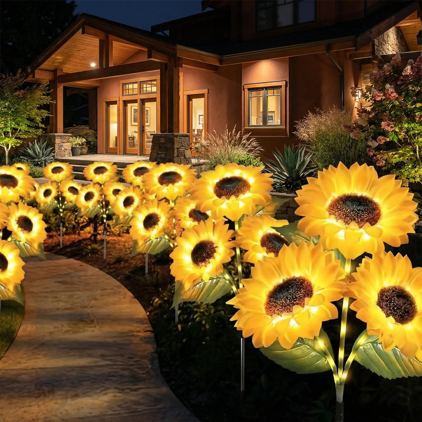 Solar Sunflower Garden Lights (Waterproof) - Outdoor LED Stake Lights for Yard, Patio & Pathway