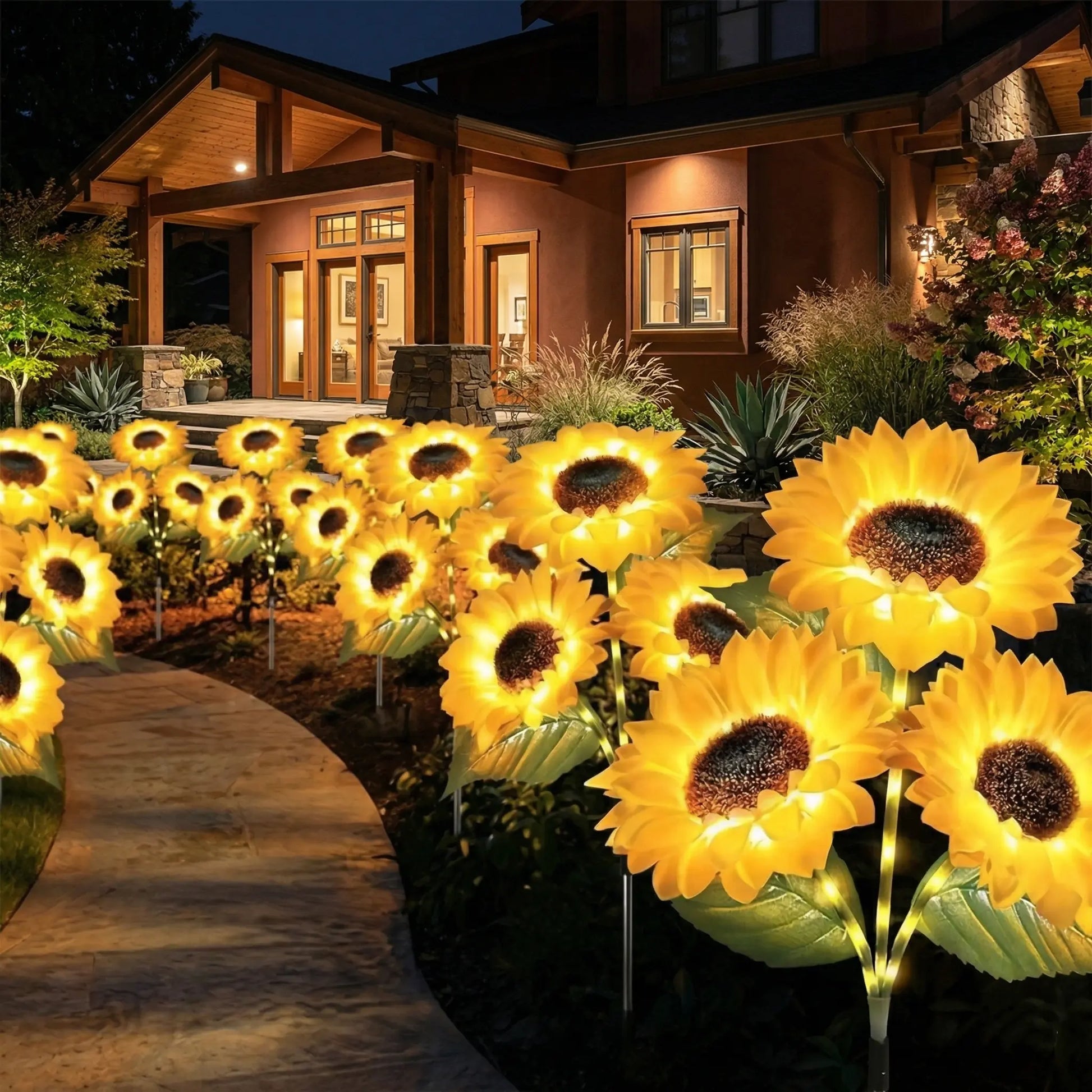 Solar Sunflower Garden Lights (Waterproof) - Outdoor LED Stake Lights for Yard, Patio & Pathway