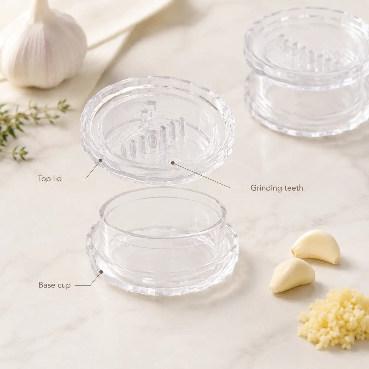 Manual Garlic Twister & Mincer - Compact Hand Press Crusher for Garlic, Ginger, Onion & Herbs