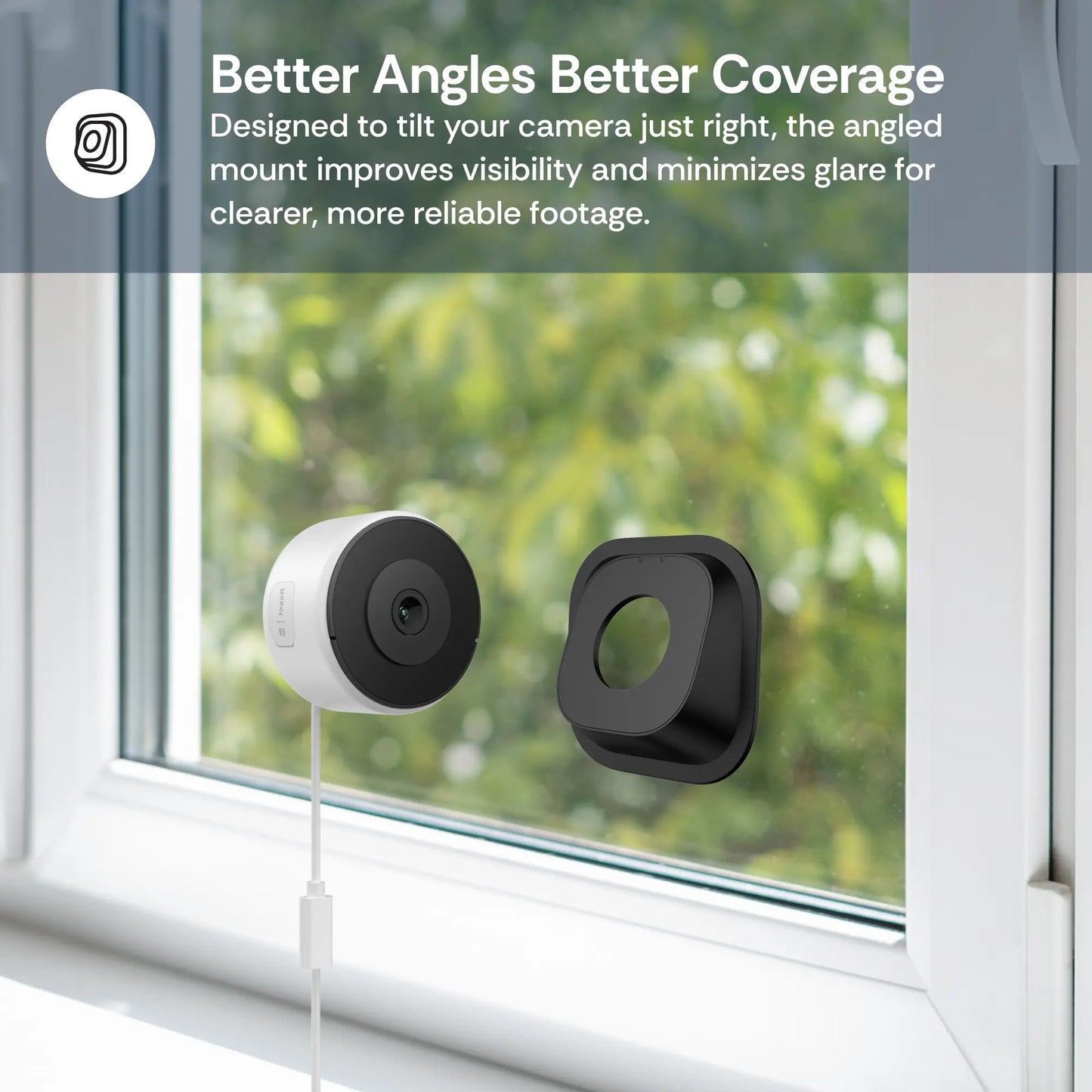 Luna Window Cam – 2K Dual-Band Wifi Indoor Window Security Camera, Glass-Mount No-Drill Install, Clear Outdoor View through Window, Color Night Vision, AI Motion Detection, Angle Mount Included, Easy Setup for Home & Apartment