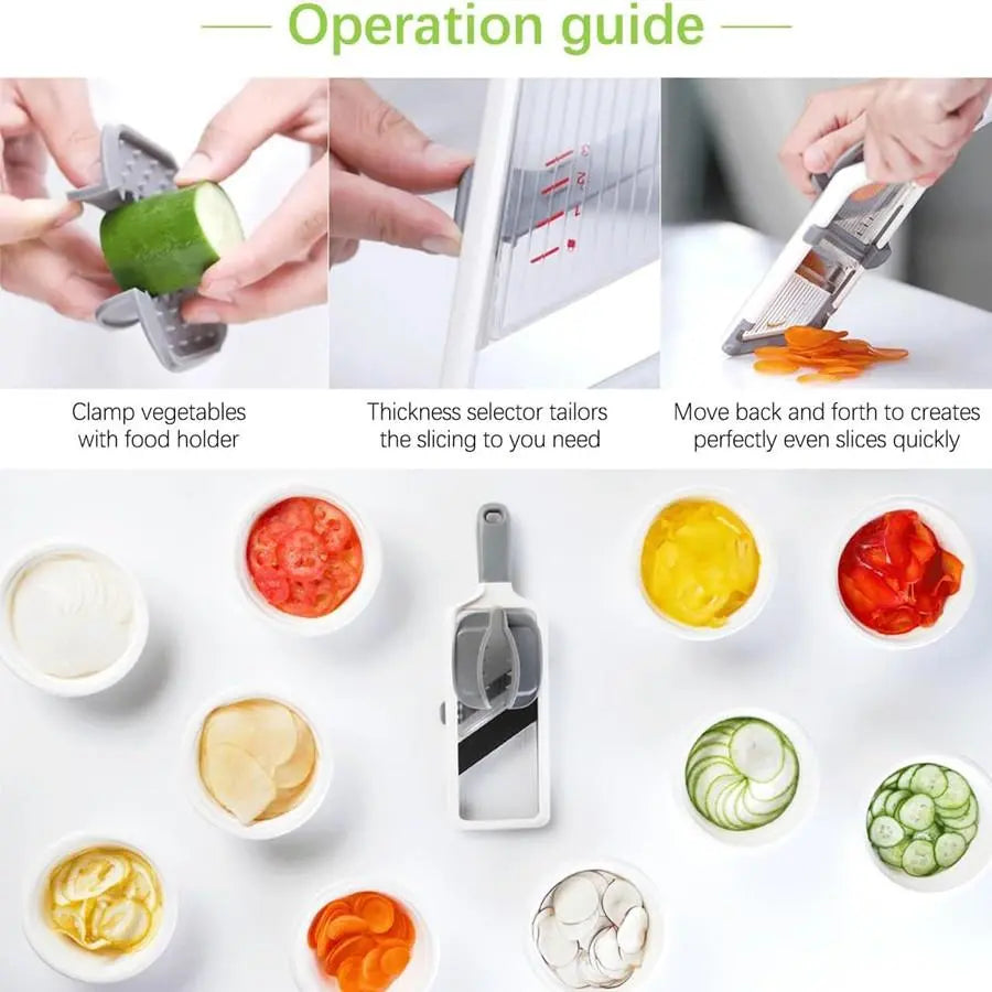 Multifunctional Vegetable Chopper - Adjustable Stainless Steel Slicer & Dicer for Fruits, Veggies & Onions