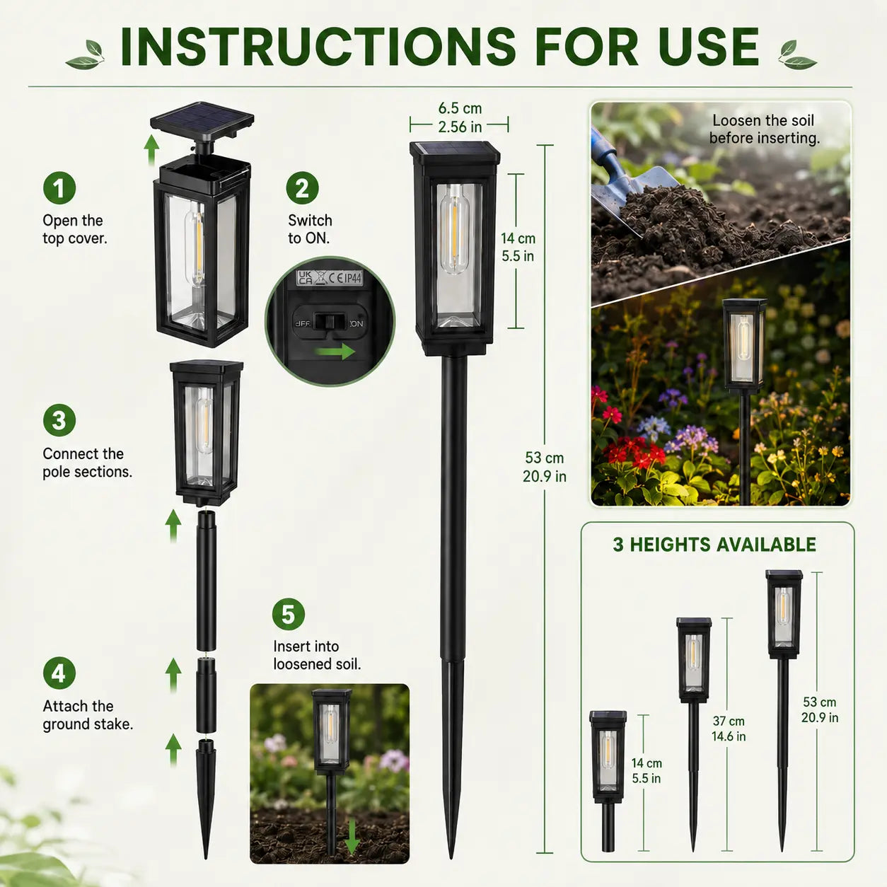 Solar Pathway Lights (6-Pack, Waterproof) - Warm White LED Stake Lights for Walkway, Yard & Driveway