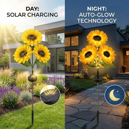 Solar Sunflower Garden Lights (Waterproof) - Outdoor LED Stake Lights for Yard, Patio & Pathway