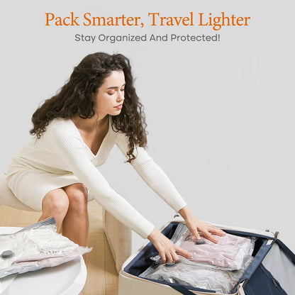 Travel Vacuum Storage Bags (15-Pack) with Rechargeable Pump - Space-Saving Compression Bags for Clothes & Luggage