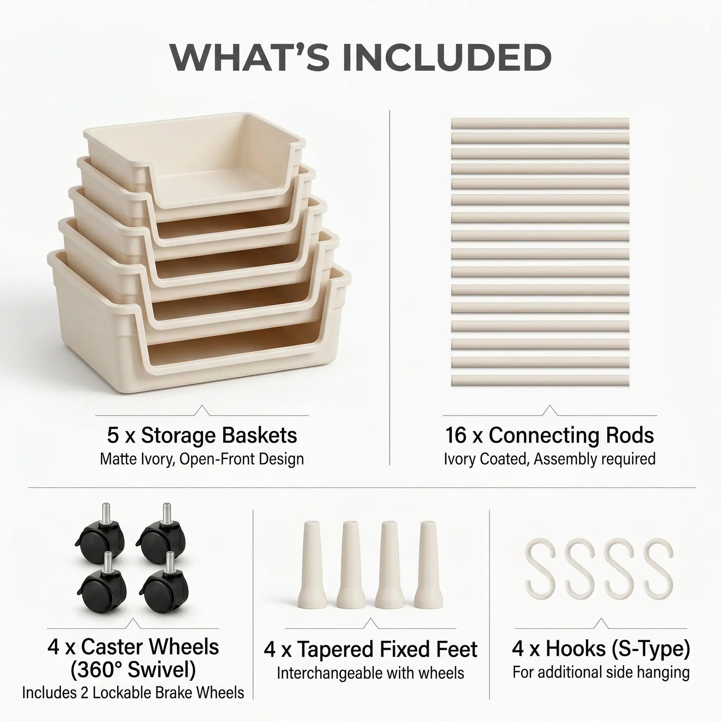 Rolling Storage Cart with Wheels - Multi-Layer Organizer for Kitchen, Bathroom & Bedroom