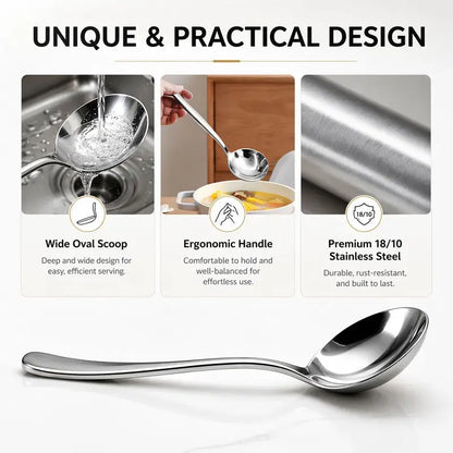 【Arel】4-Piece Stainless Steel Soup Spoon Set, Heavy-Duty Metal Soup Spoons for Soup, Stew, Ramen, Cereal, Dessert and Everyday Dining