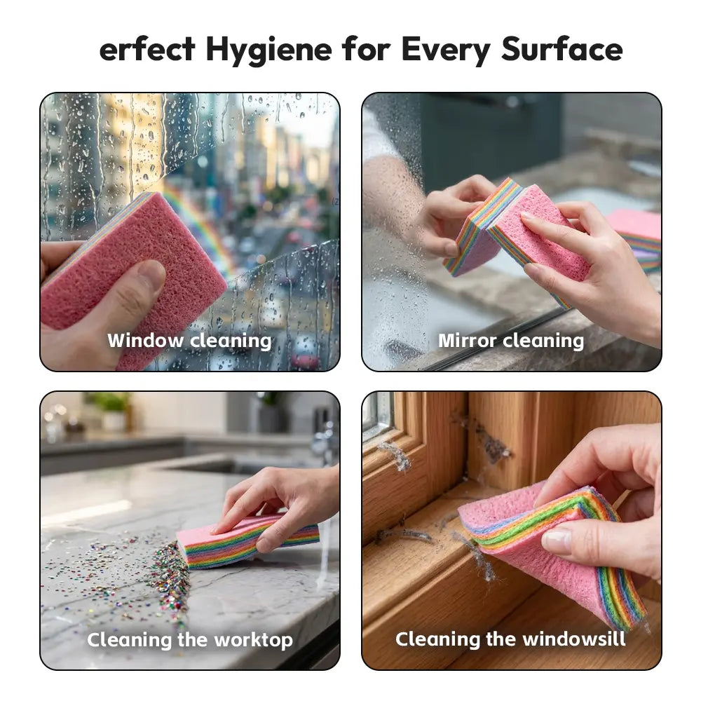Reusable Rainbow Cleaning Cloths (12-Layer Peelable) - Streak-Free Microfiber Wipes for Kitchen, Glass & Home