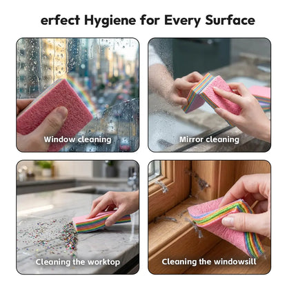 Reusable Rainbow Cleaning Cloths (12-Layer Peelable) - Streak-Free Microfiber Wipes for Kitchen, Glass & Home