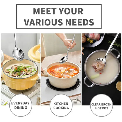【Arel】4-Piece Stainless Steel Soup Spoon Set, Heavy-Duty Metal Soup Spoons for Soup, Stew, Ramen, Cereal, Dessert and Everyday Dining