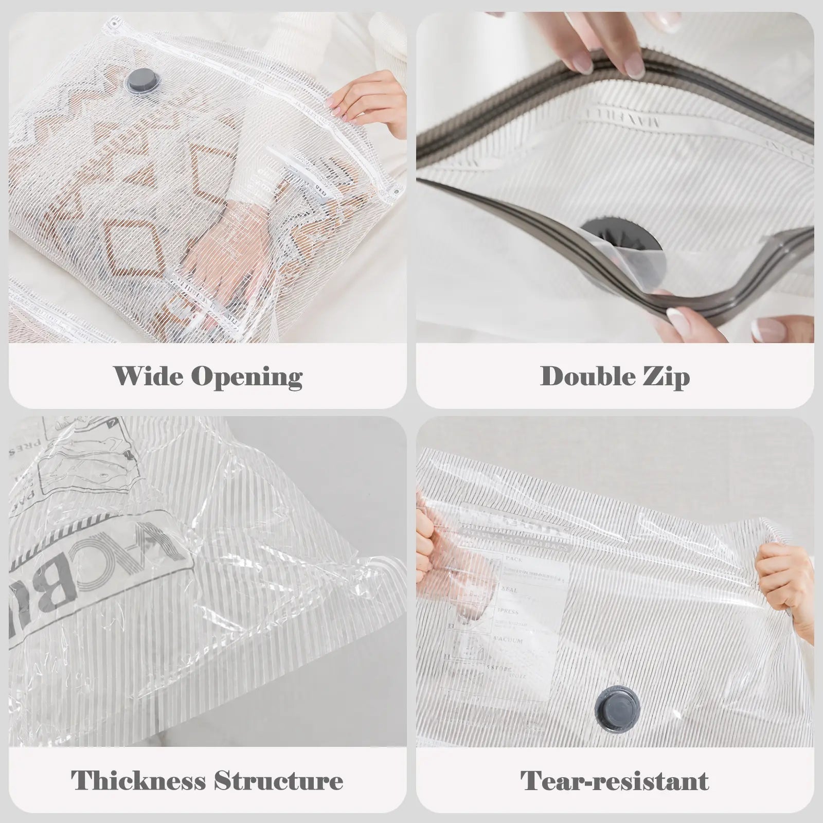 Travel Vacuum Storage Bags (15-Pack) with Rechargeable Pump - Space-Saving Compression Bags for Clothes & Luggage