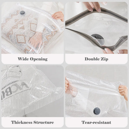 Travel Vacuum Storage Bags (15-Pack) with Rechargeable Pump - Space-Saving Compression Bags for Clothes & Luggage