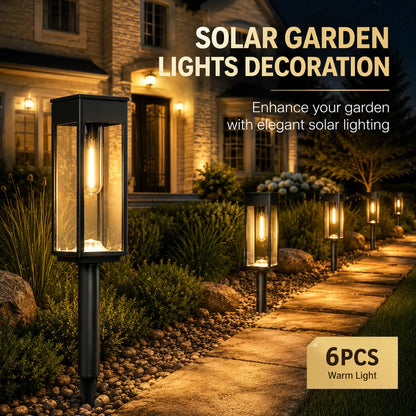 Solar Pathway Lights (6-Pack, Waterproof) - Warm White LED Stake Lights for Walkway, Yard & Driveway