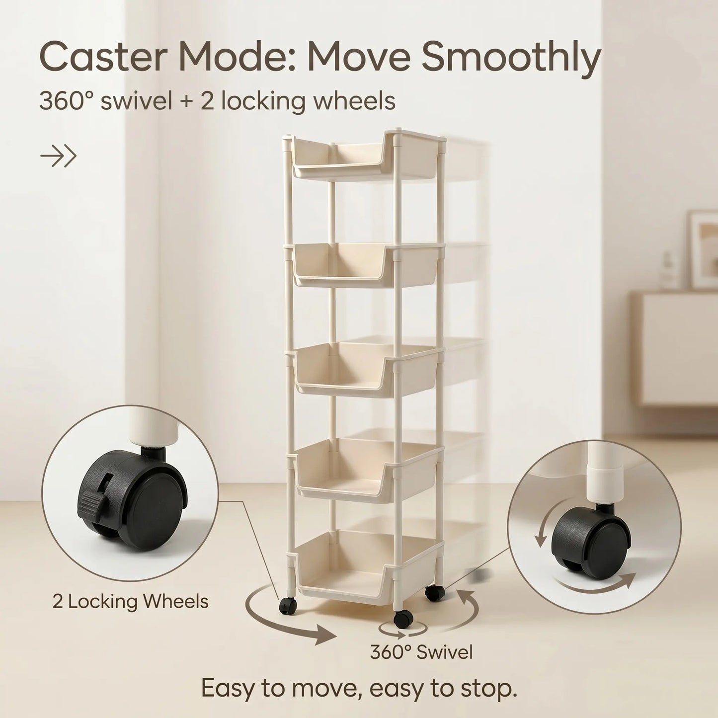 Rolling Storage Cart with Wheels - Multi-Layer Organizer for Kitchen, Bathroom & Bedroom