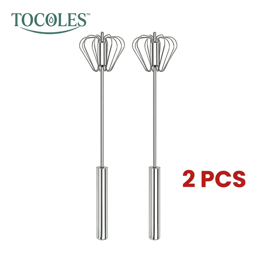 AA Stainless Steel Hand-Push Rotary Whisk - Food-Grade Rust-Resistant Kitchen Utensil with Sturdy Riveted Construction, Semi-Automatic Design for Coffee, Egg Whisking Tasks, Easy to Clean