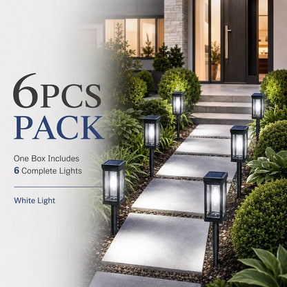 Solar Pathway Lights (6-Pack, Waterproof) - Warm White LED Stake Lights for Walkway, Yard & Driveway