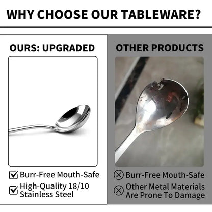【Arel】4-Piece Stainless Steel Soup Spoon Set, Heavy-Duty Metal Soup Spoons for Soup, Stew, Ramen, Cereal, Dessert and Everyday Dining