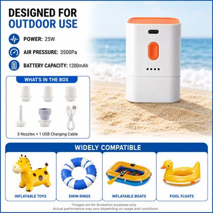 Margrb Portable Mini Air Pump for Air Mattress & Pool Floats, Fast Inflate & Deflate Camping